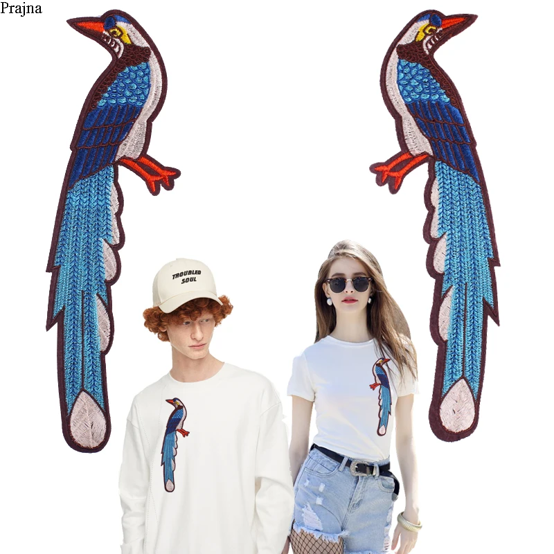 Prajna пара вышитых нашивок в виде птиц Феникса нашивки для одежды полоски наклейки