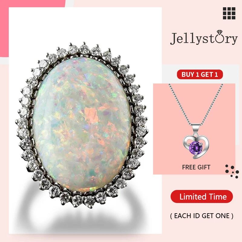 Женское кольцо с опалом и цирконием Jellystory модное Ювелирное Украшение из серебра