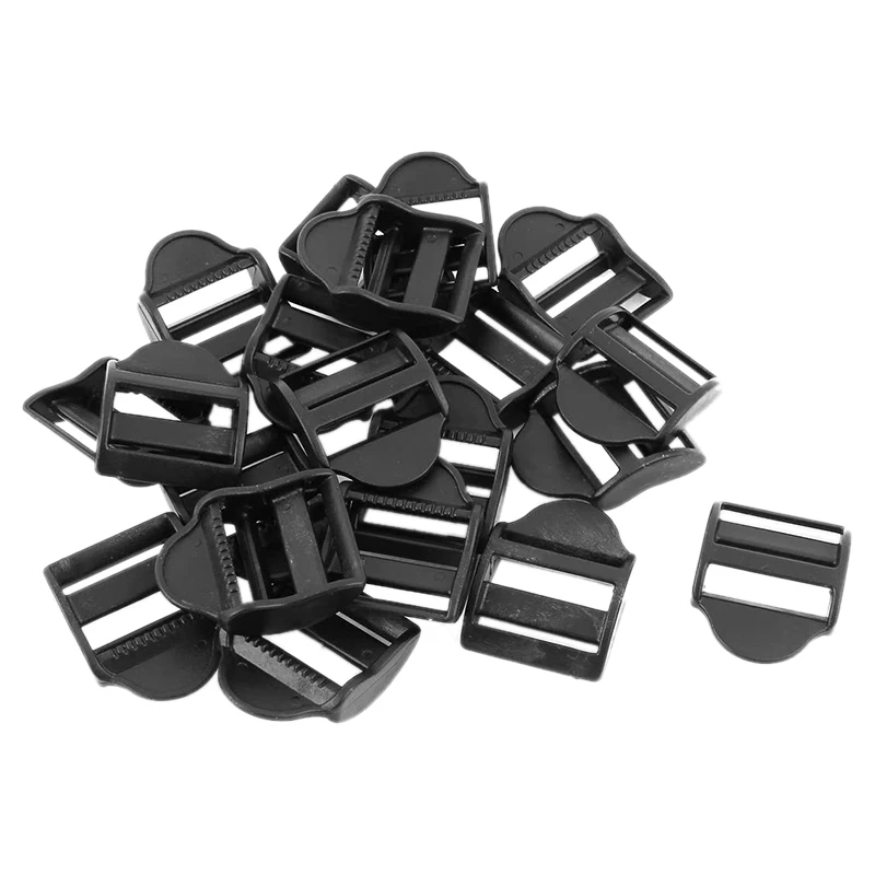 100 шт Пластиковые тесьма лестница слайдер пряжки замок 20 мм ширина ремешка черный