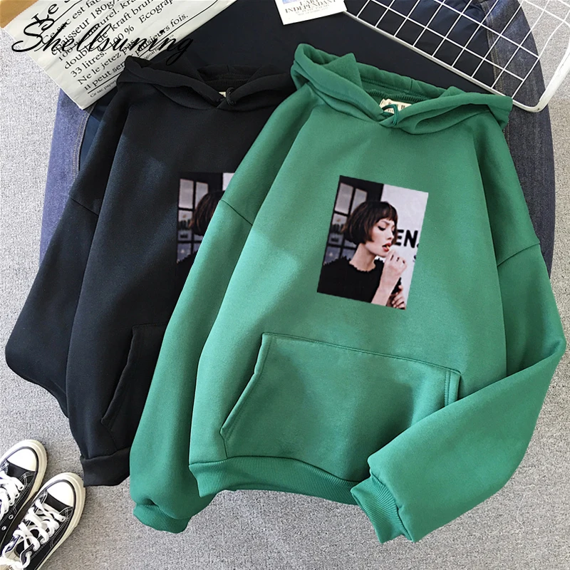 Shellsuning/Женская Осенняя теплая Повседневная Толстовка с капюшоном Флисовый