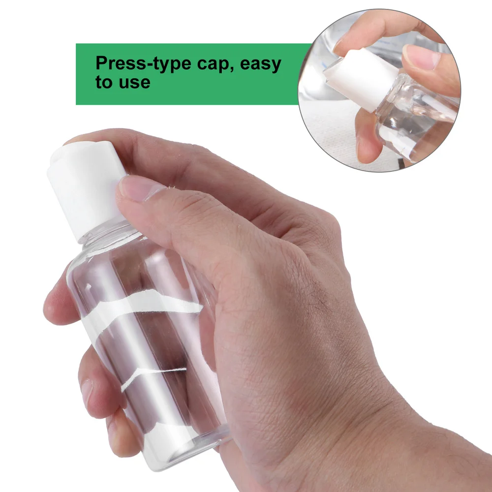 

12pcs 75ml Refillable Bottle Press Cap Travel Bottle Storage Container for Shampoo Cream Lotion (Random Cap Color)