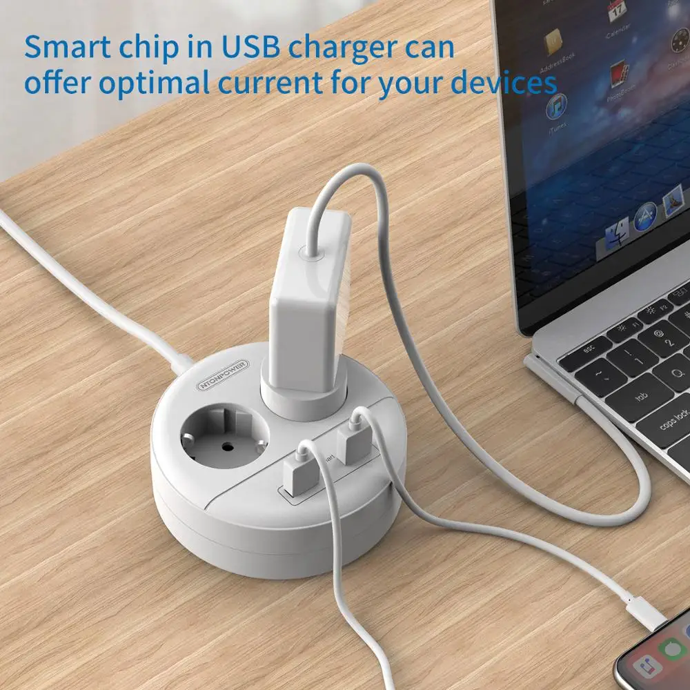 Сетевой фильтр NTON для путешествий настенный сетевой с удлинителем 2 USB