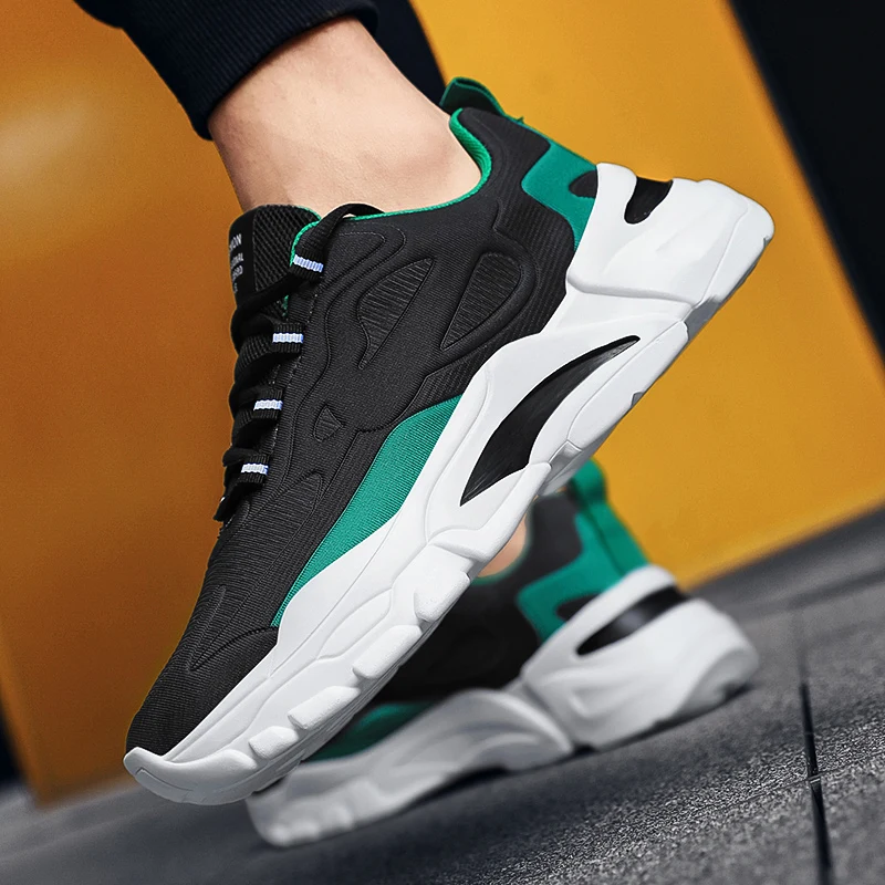 

Новинка 2021, удобные износостойкие дышащие сетчатые туфли, модные Молодежные универсальные туфли на толстой подошве, мужские трендовые повс...