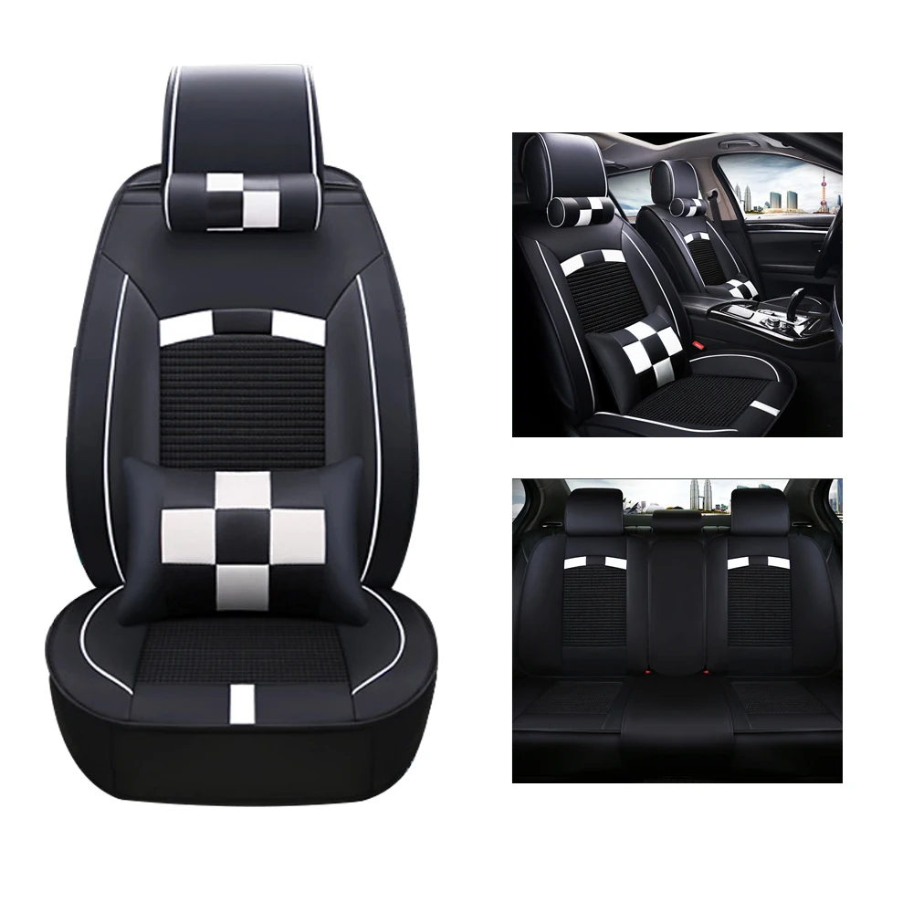 

Luxury Leather Ice Silk Car Seat Covers 4 Season For Citroen C5 2007-2020 Full Coverage Set Gift Car Accessories Styling 11pcs