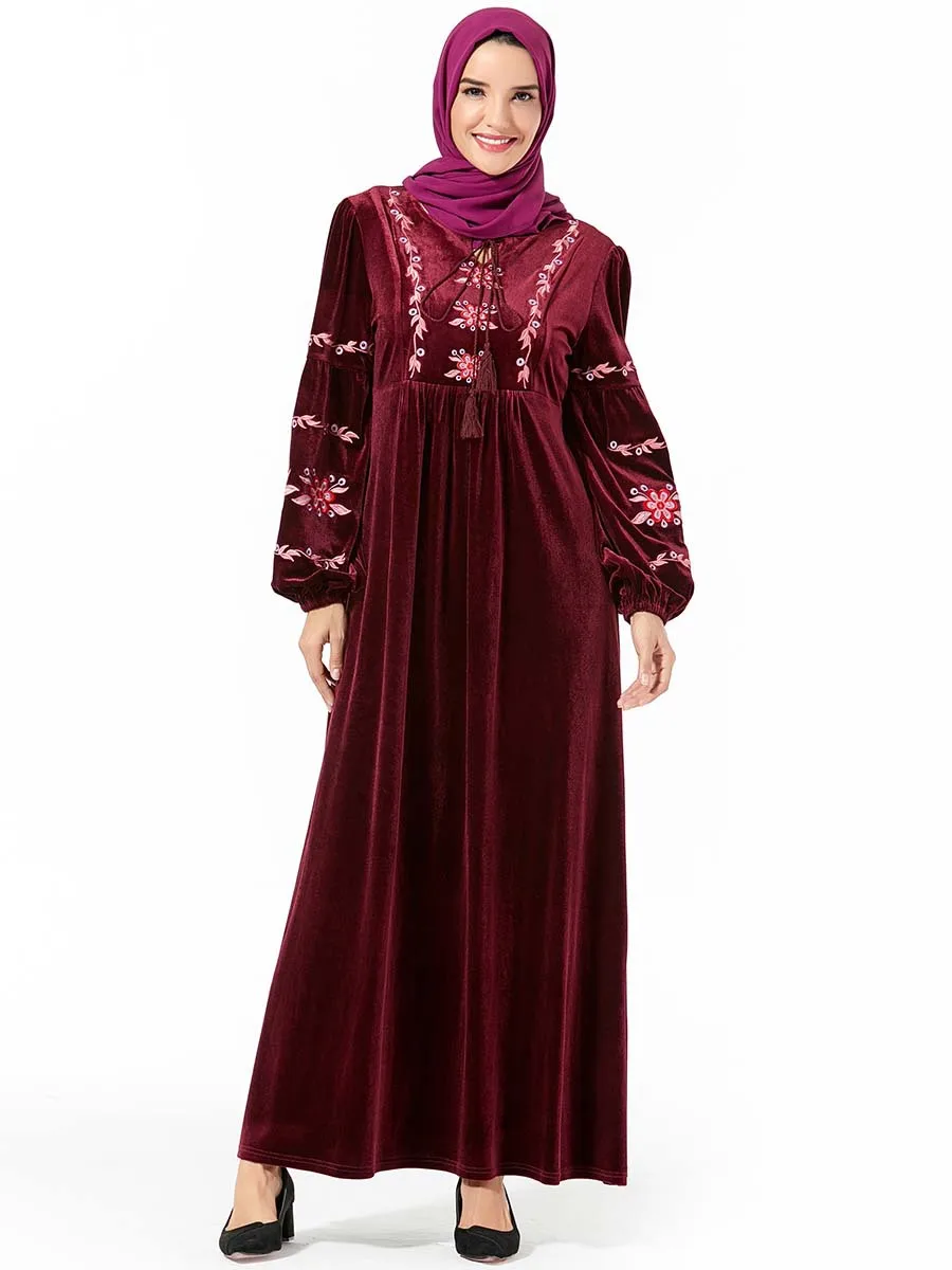 Мусульманская одежда элегантное бархатное мусульманское платье женское с
