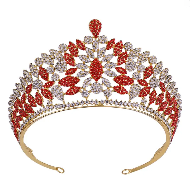 Женская Тиара с кристаллами FORSEVEN синяя Золотая или красная свадебные аксессуары