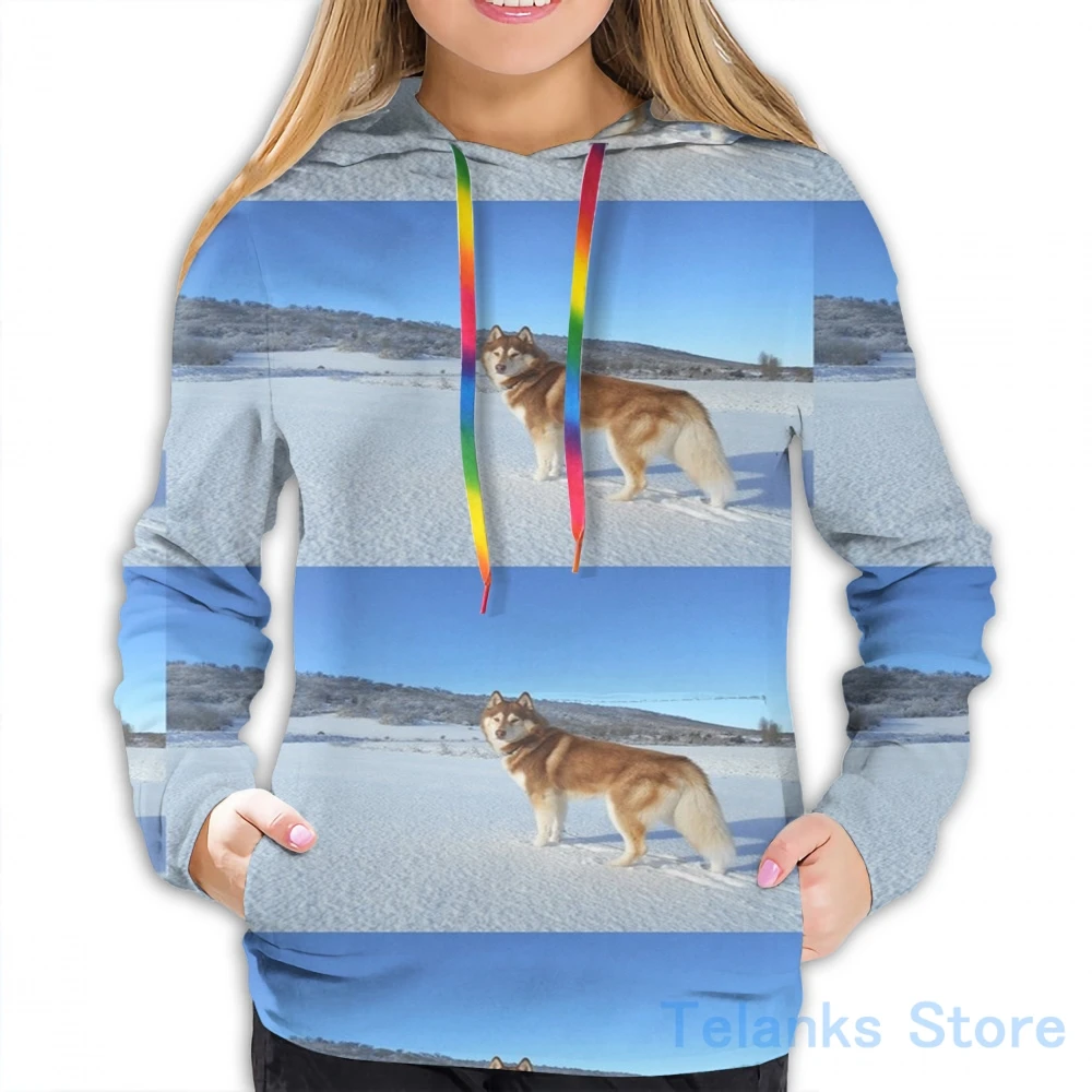 Женская Повседневная Толстовка с капюшоном и принтом в Сибирском стиле - купить