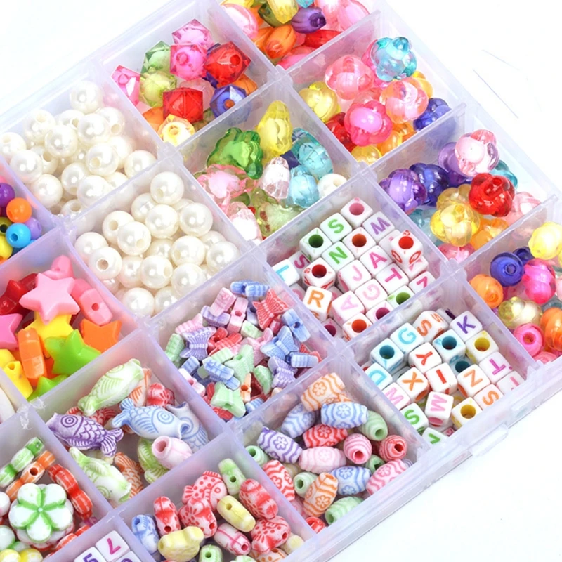 

Kids DIY Bracelet Necklace Beaded Jewelry Making Kit Colorful Crafts Acrylic Beads Accessories for Girls Gifts