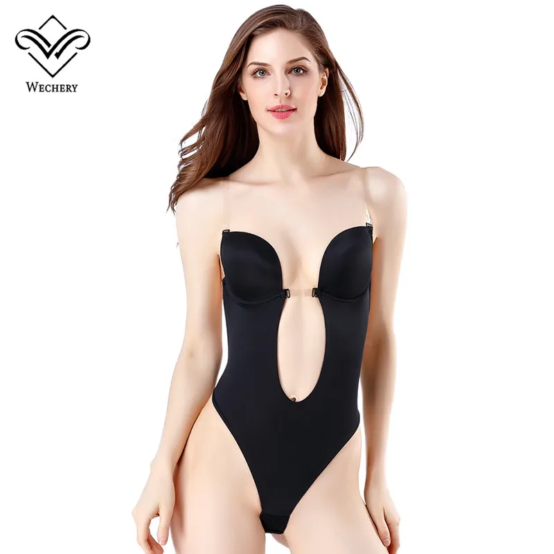 Wechery платье с низким вырезом на спине Корректирующее белье боди глубоким и
