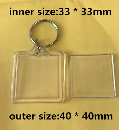 Квадратные Пустые Акриловые Брелоки для ключей 35 шт./лот пластиковые брелоки с