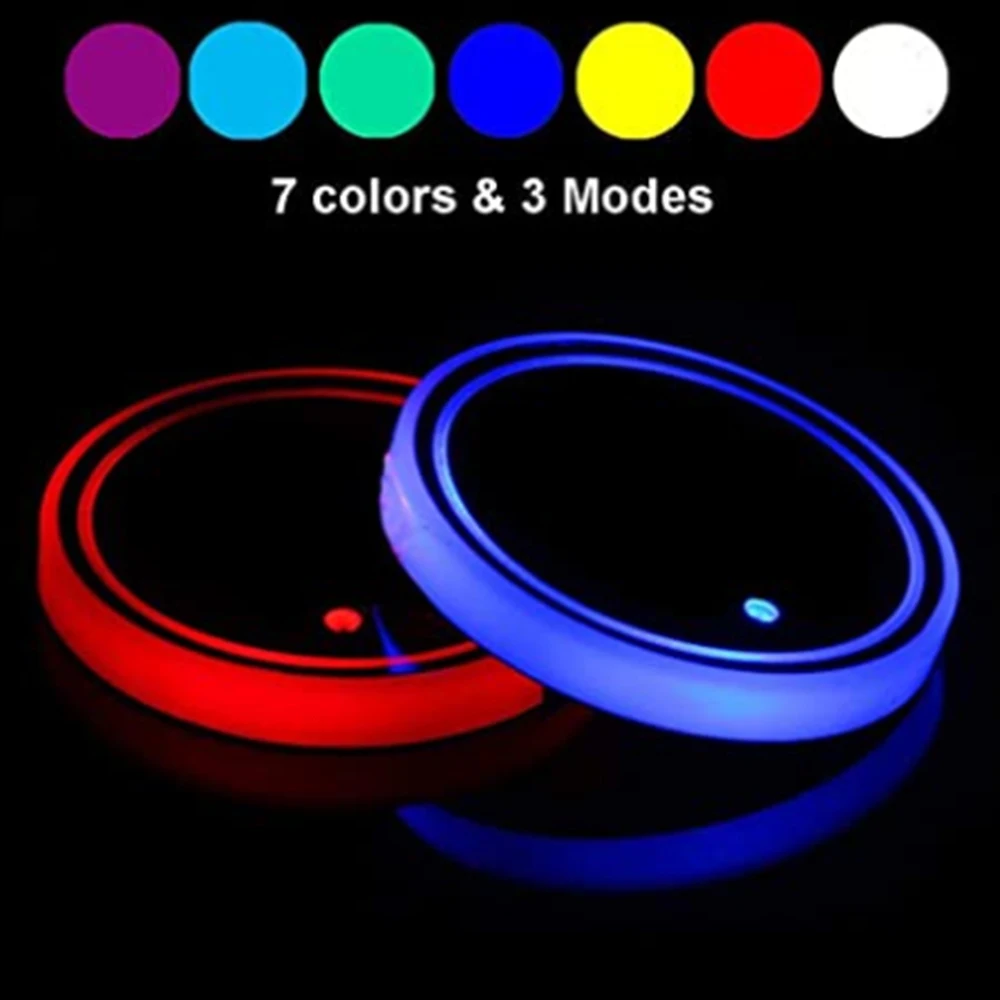 

General LED car cup holder light mat USB Colorful Atmosphere Lights room decoration LED light suitable for car truck SUV car1