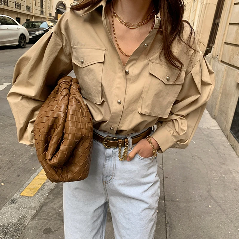 Женская блузка с длинным рукавом элегантная однотонная Повседневная Блузка для