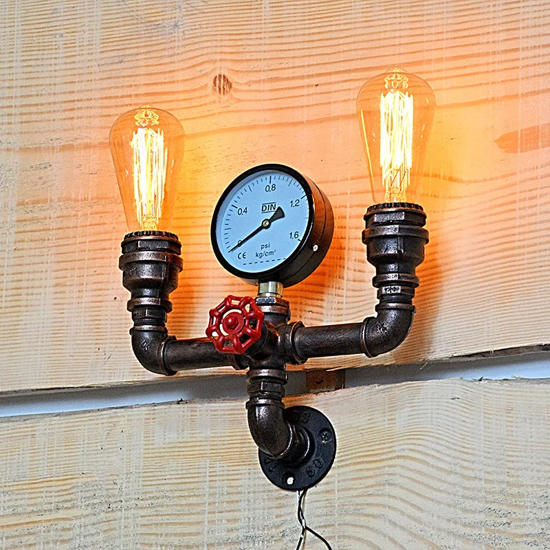 

Loft Industrial Wall Lamp Vintage Iron Water Pipe Wall Sconce Light Fixtures Edison Led Mirror Lights Bedroom Lamps Home Decor