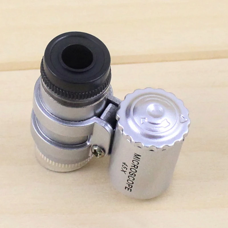 Горячая Распродажа 45X Карманный микроскоп с светодиодный лампой Ювелир Лупа