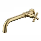 Брызгозащищенный настенный длинный смеситель для ванной комнаты и бассейна, одиночный холодный черный латунный Смеситель для раковины, Золотой смеситель для ванны и балкона