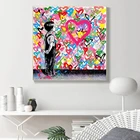 Картина Бэнкси, абстрактное изображение, любовь, сердце, граффити, картина, печать на холсте, современный уличный арт, плакат и печать для украшения дома