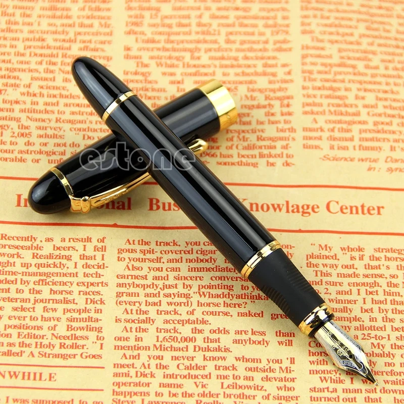 

Jinhao X450 Black Medium Nib Gold Trim Fountain Pen Nice Gift