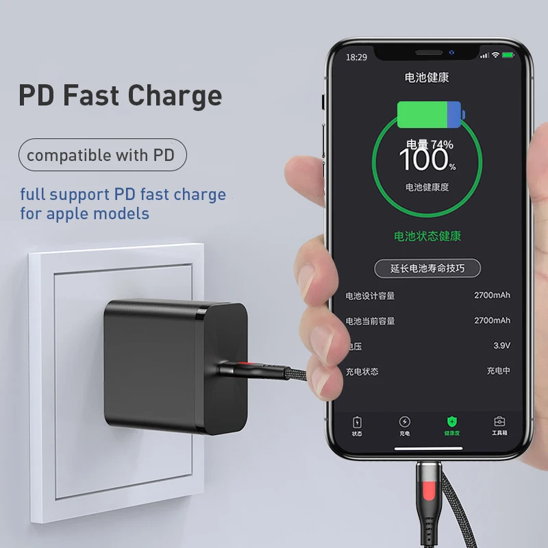 VLAMPO PD кабель для iPhone 11 Pro Max XR XS 8 Plus USB Type C быстрой зарядки телефона с разъемом iPad |