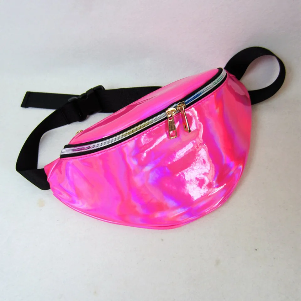 

Neon Pink Fanny Pack for Women PU Leather Waist Bags Girl Laser Chest Phone Pouch Belt Bag Female Fashion Shoulder Bag Travel