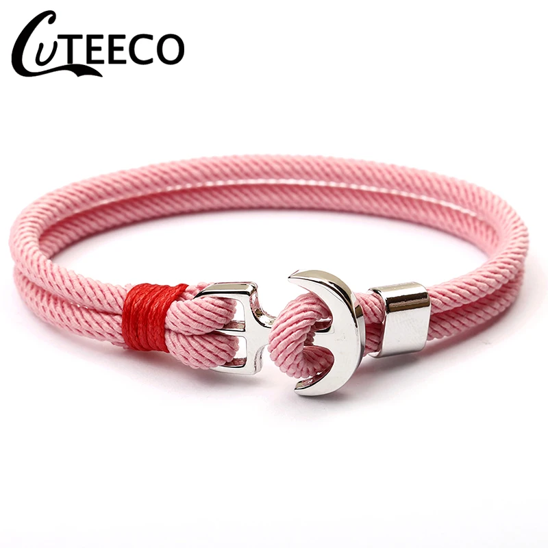 CUTEECO ручной работы браслет с якорем для женщин Шарм девушка Ткачество Веревка