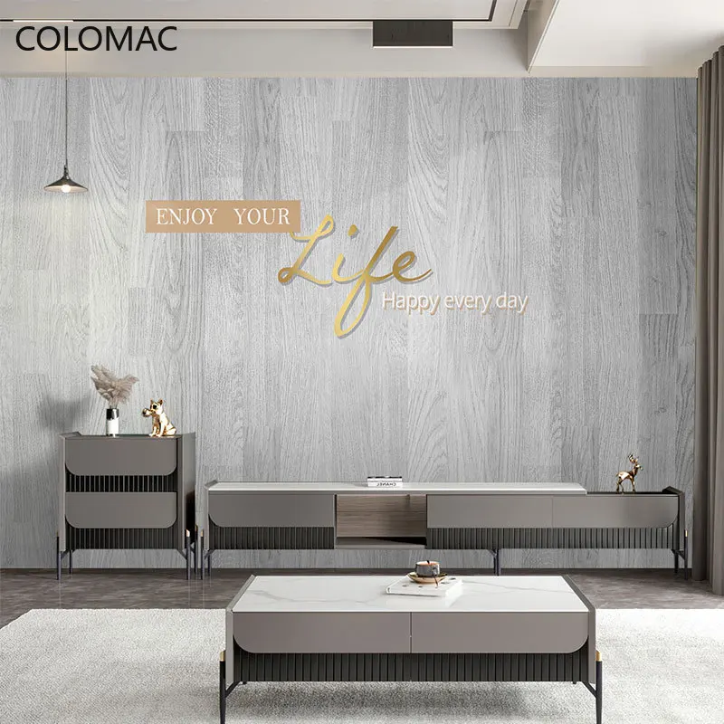 

Роскошные размеры на заказ в скандинавском минималистическом стиле высококачественные серые деревянные зернистые фоновые обои для телеви...