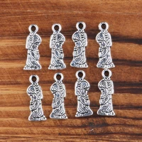 antique silver color 10pcs zinc alloy little girl shaped metal pendant charms for jewelry making 618mm handmade diy accessories