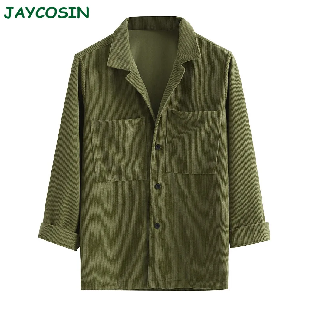 Мужская Вельветовая куртка JAYCOSIN повседневная однотонная теплая с длинными
