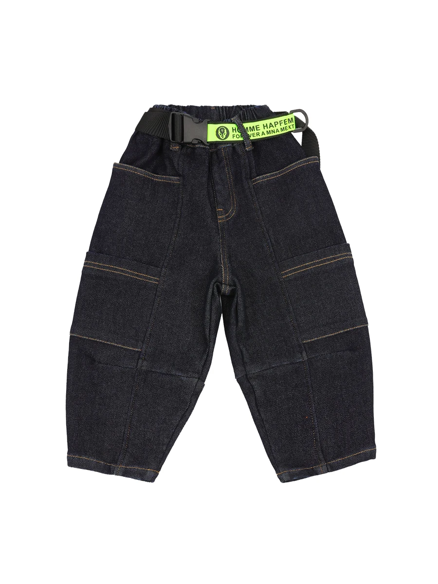 

Boys' Fleece Lined Padded Warm Keeping Jeans Trendy Winter Medium and Older Children's Korean Casual Pants Winter Handsome Pants