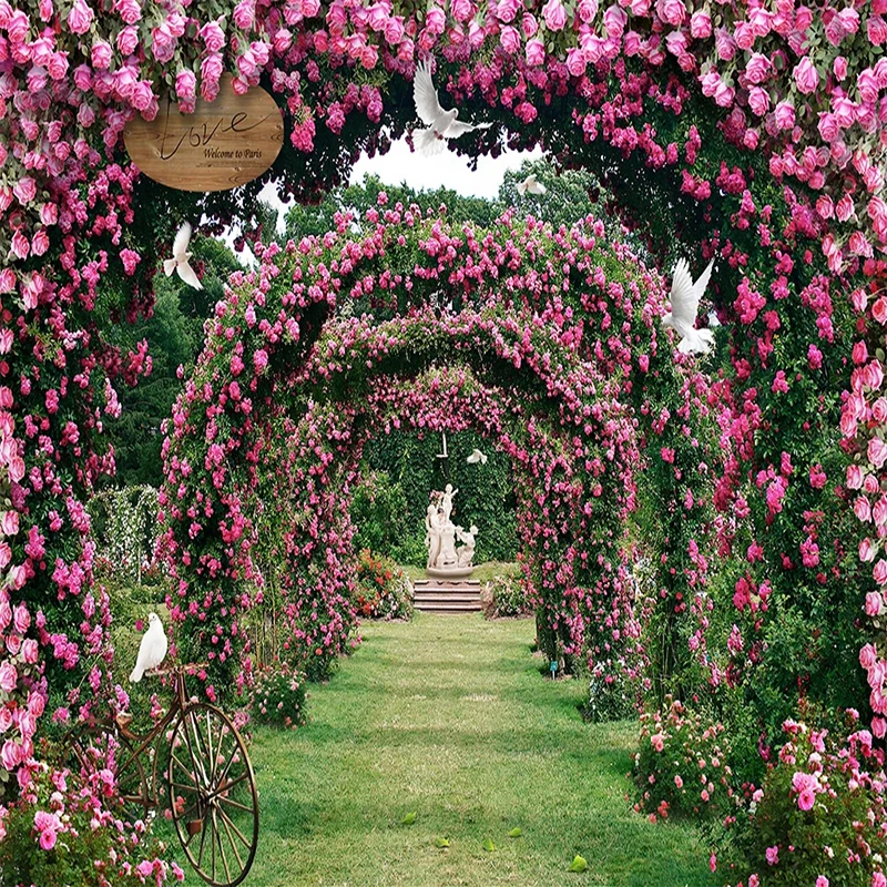 Романтический цветок лоза роза цветы голубь садовый пейзаж большая Настенная