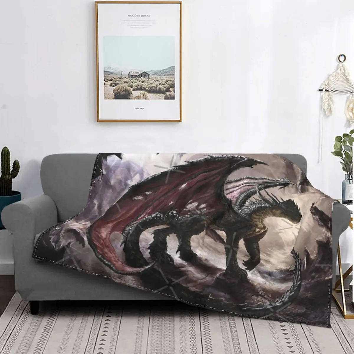 

Dragon 1-colcha para cama, alfombra a cuadros, fundas para sofda, mantas para Baby