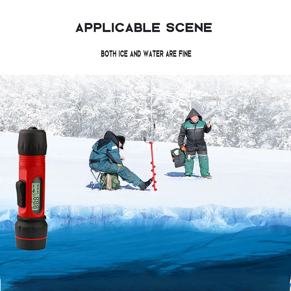 

Ice Fishing Fish Finder Wireless Echo Sounder 0.8-90m Depth LED 47x18mm Sonar Multilingual Portable Water Temperature Displays