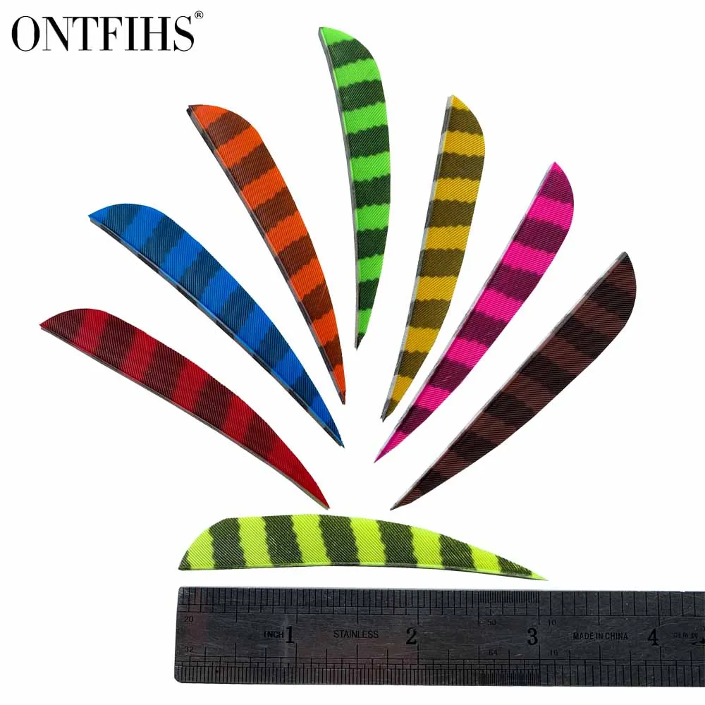 

36 pcs ONTFIHS 3 Inch Arrow Feather Striped Water Drop Fletches Plume Arrows Feathers Archery Accessories Hunting Shooting