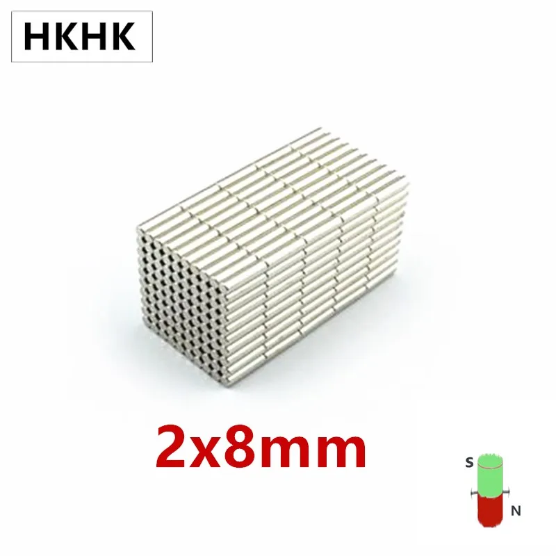 

HKHK 100 200 шт. Мини Магнит диаметр 2x8 мм Мини магнитный датчик 2 мм x 8 мм Сильный магнитный стандарт 2x8 мм