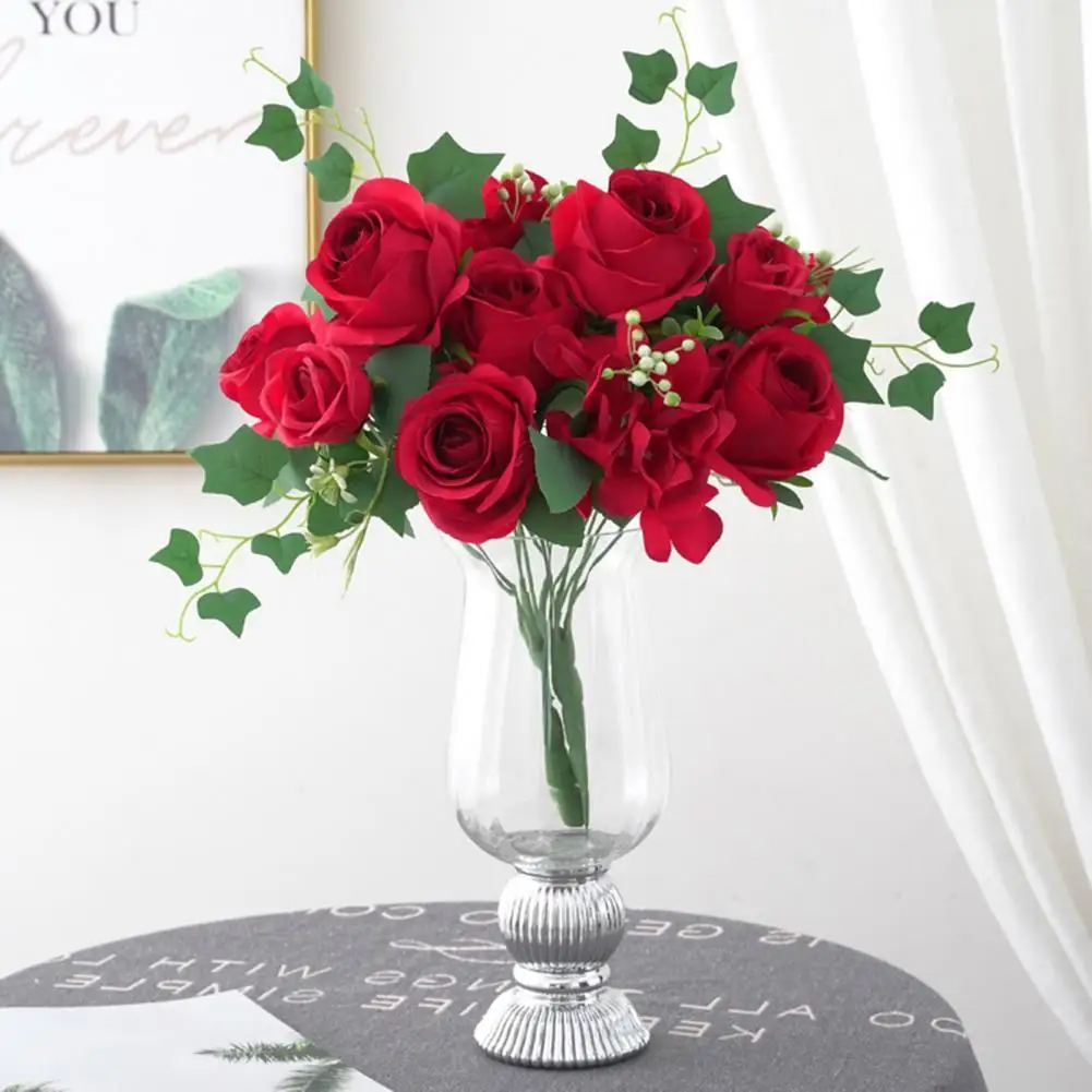 

WarmHome 1 Bunch Beautiful Artificial Flower Exquisite Faux Silk Flower Realistic Decorative Simulation Rose for Home
