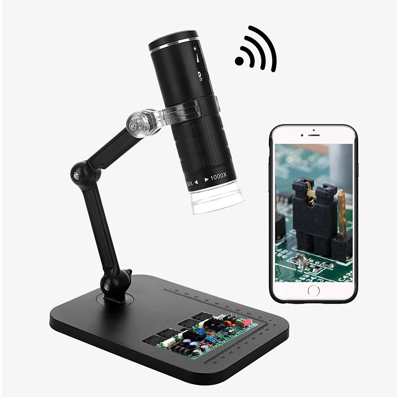 Цифровой микроскоп с Wi Fi 1000 кратным цифровым зумом 1080P 8 светодиодов|Камеры
