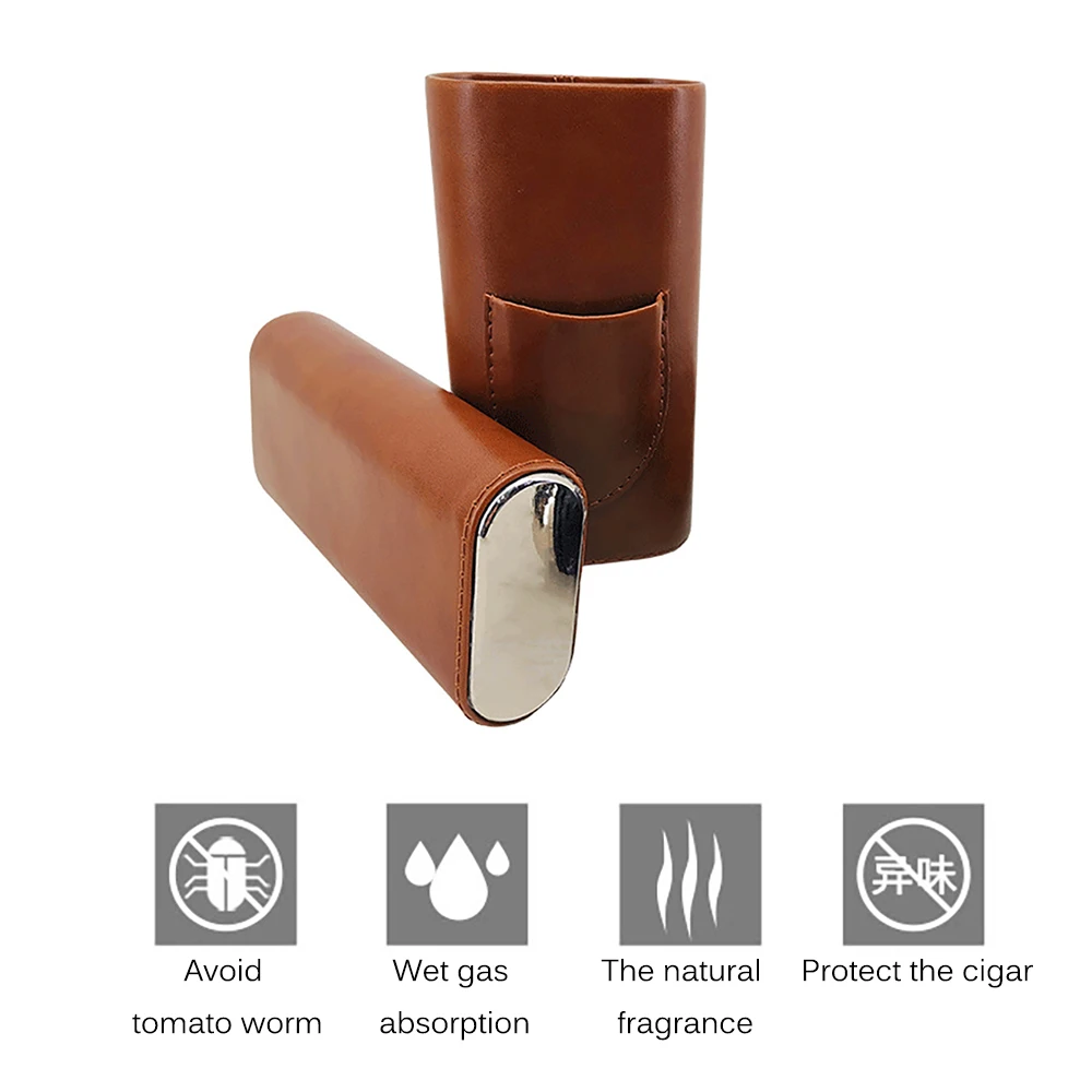 Кожаный чехол для сигар Humidor портативный карман 3 трубки держатель дорожный