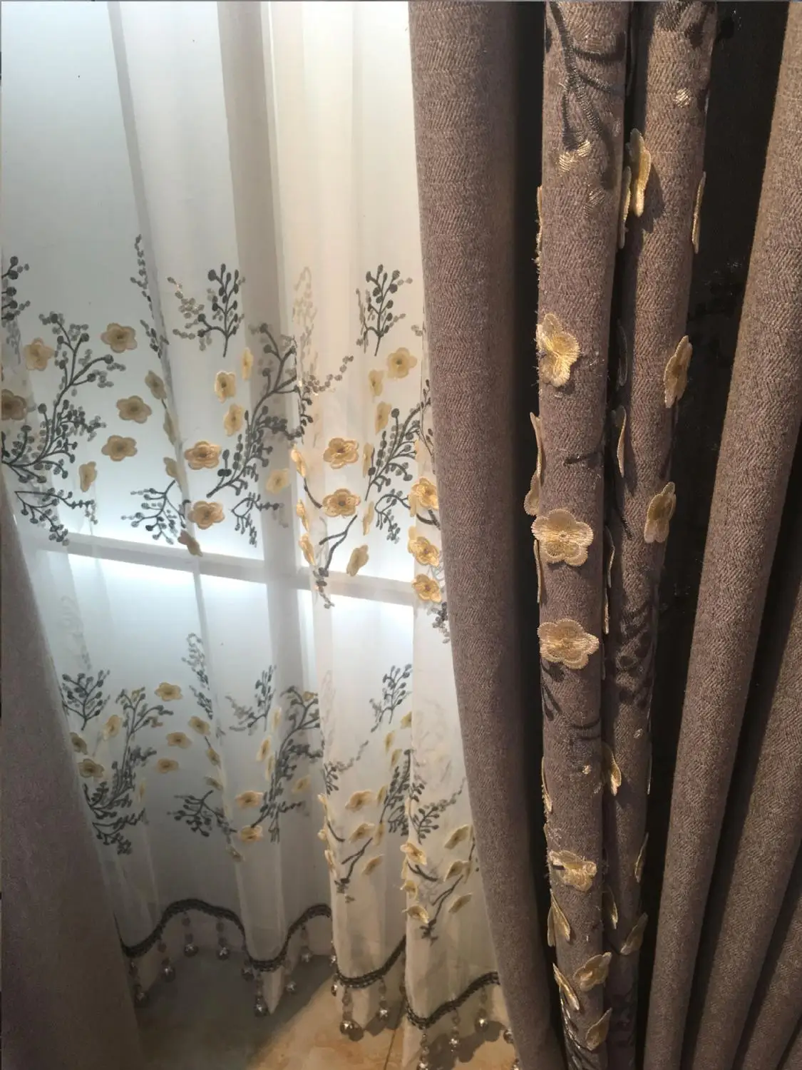 

Room Window Blackout Pink Curtains Ready Made Living Room Door Roman Luxury Embroidered Flower Curtain Cotton linen Drapes