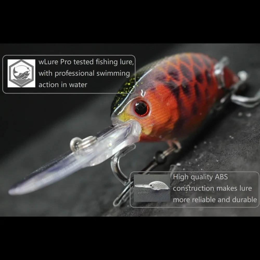 wLure 11g 8.5cm Deep Water Real Skin Painting Tight Floating Crankbait Cutting Blade Treble Hooks Fishing Lures HC733