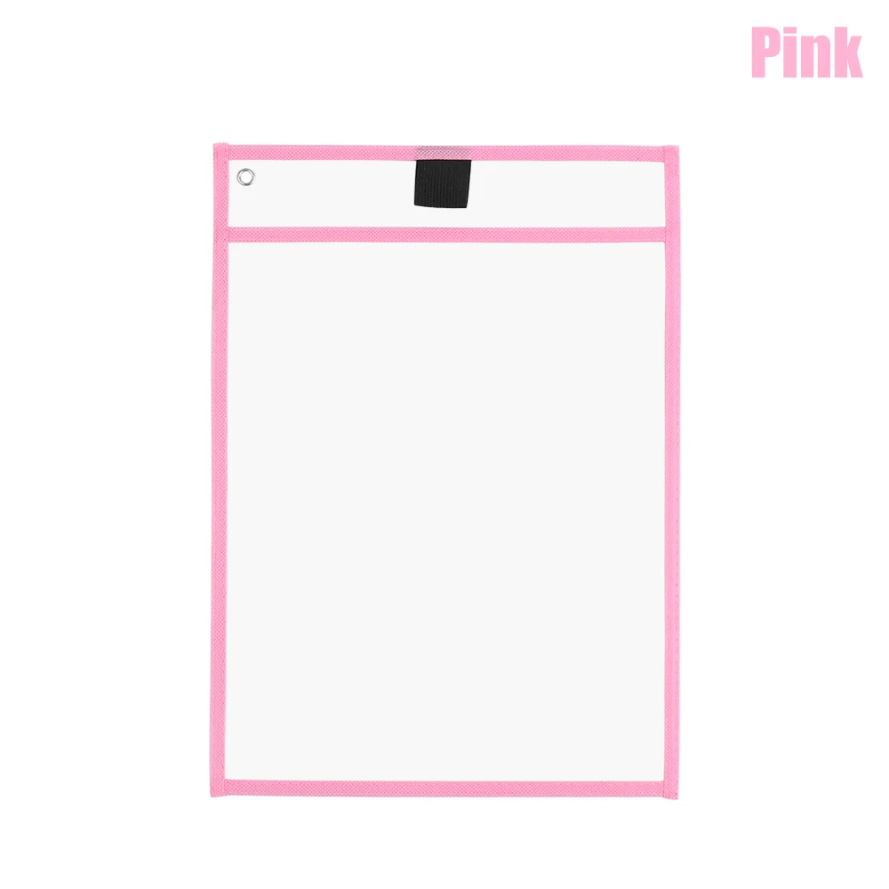 3PCS PINK 3 шт многоразовые сухие стираемые карманы прозрачные доски для рисования для записей и протирания сухая кисть сумка карман для файлов для обучения детей пастели - Цвет: 3PCS PINK