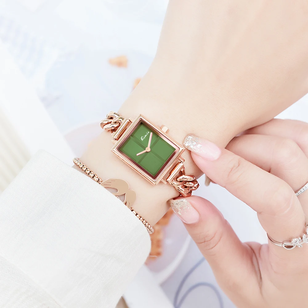 Часы Kimio женские с браслетом из нержавеющей стали брендовые прямоугольные модные