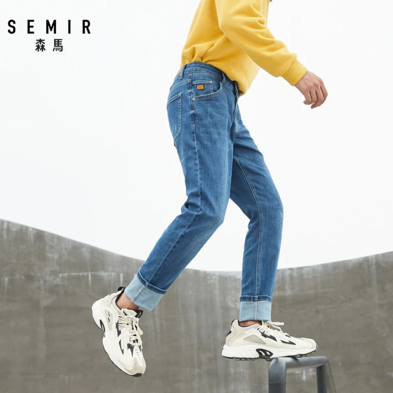 Мужские прямые джинсы Semir черные зауженные брюки из стрейча для молодежи 2019 |