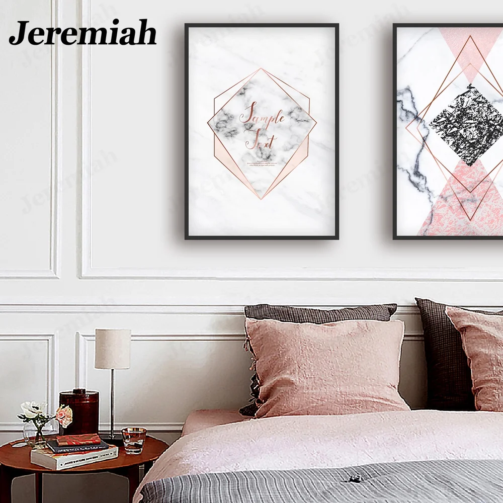 

Modern Light Color Geometric Graphic Canvas Poster Pink Rhombus Abstract Line Picture Print Wall Artist Home Decoration
