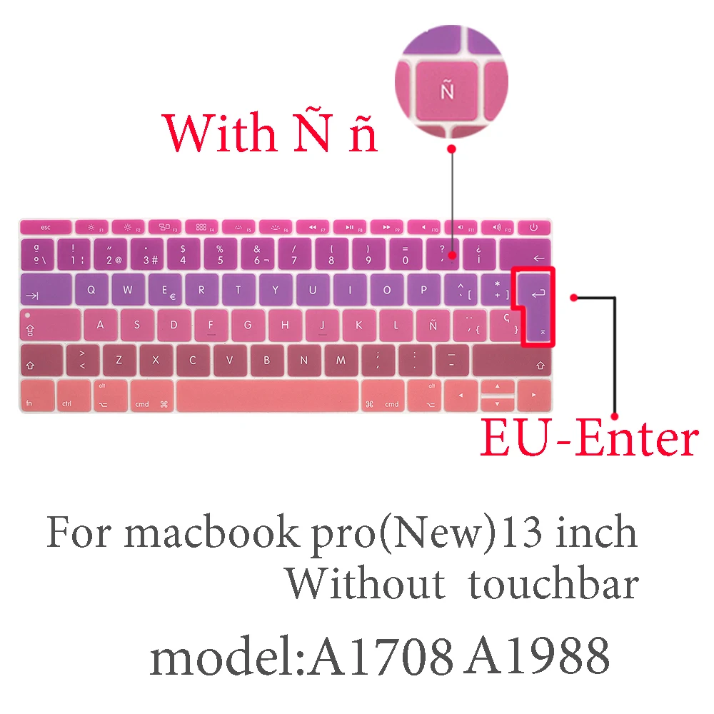 Испанская Защитная пленка для клавиатуры для Mac Book pro 13 A2159 pro13 retina air A1466 A1708A1989A1932 EU-key силиконовая крышка клавиатуры