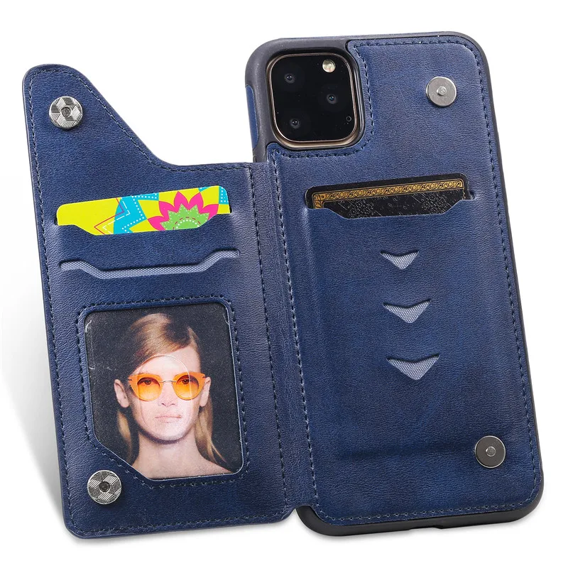 

Flip Solid color Leather Case for iPhone 6 7 8 Plus X XR Xs Max Wallet Case For iPhone 11 Pro Max Card Slots Phone Cover Coque