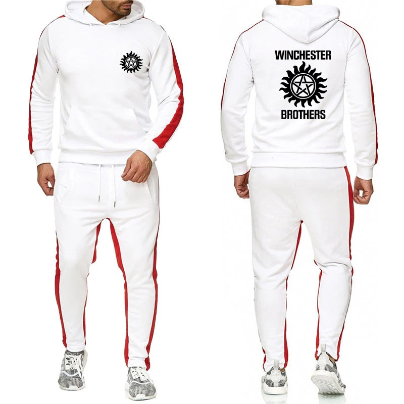 

Supernatural Hoodies Men Winchester Bros Printed Mens Sweatshirt Cotton Casual Streetwear fashion Hoodies Pants Suit 2Pcs