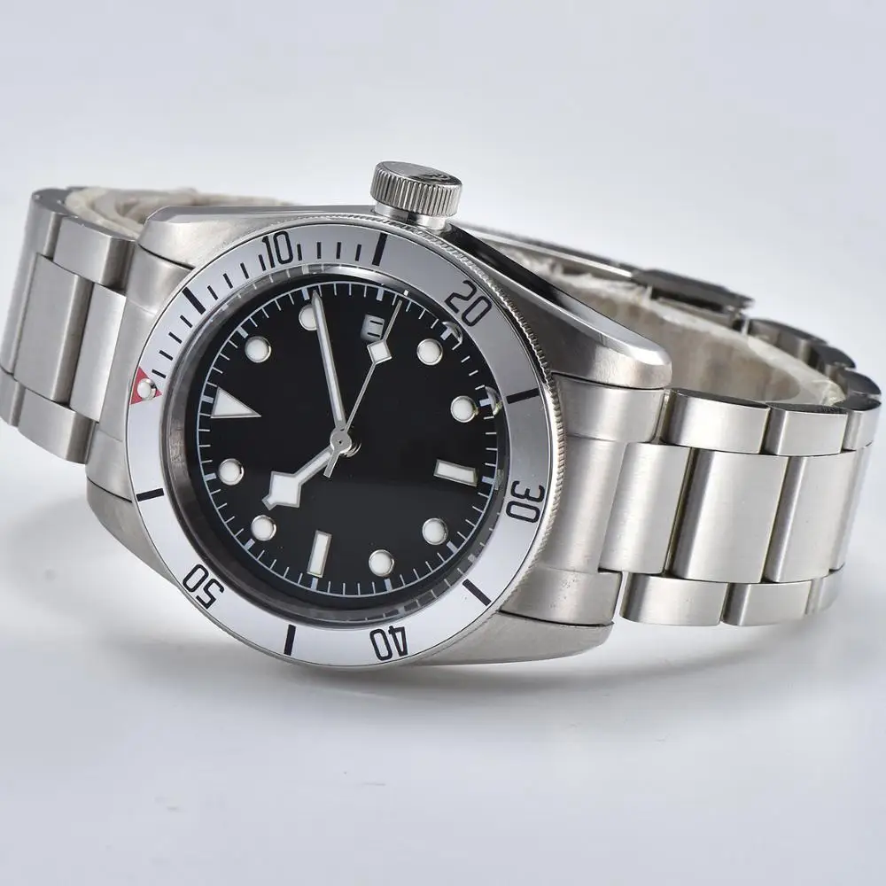 Автоматические механические часы 41 мм из минерального стекла стальной корпус