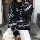 Свитер женский вязаный, жаккардовый, зимний, свободный