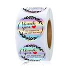 В переменного тока, 50-500 шт. Радуга лазерный Спасибо наклейки для малого бизнеса этикетка для вечерние свадебные конверт для поздравительной открытки подарочная упаковка