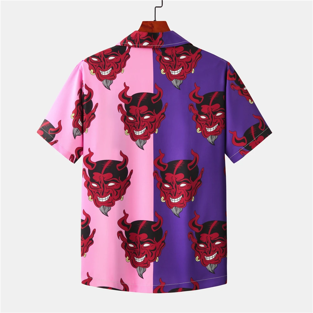 OSCN7 Повседневная Мужская Уличная рубашка с коротким рукавом и принтом 2021