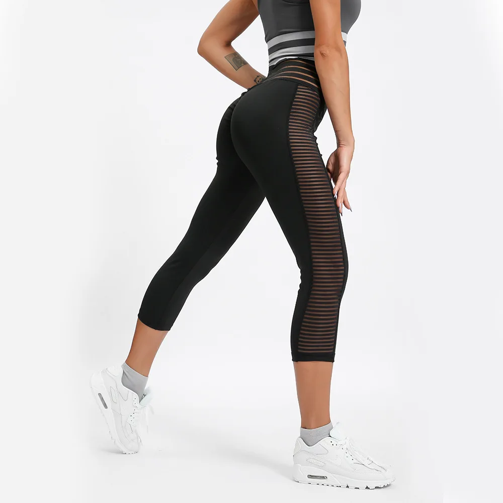 2019 новые модные женские туфли брюки для йоги с сеткой Высокая Талия обтягивающие